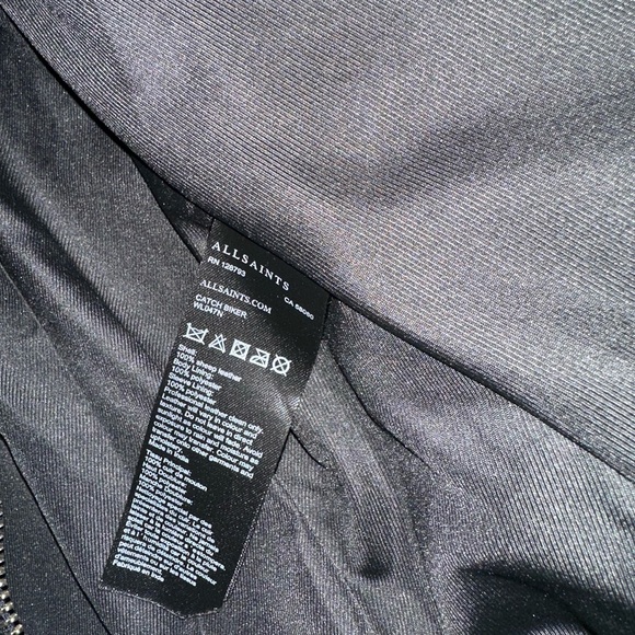 All Saints Quilted Black Leather Jacket - Picture 7 of 7